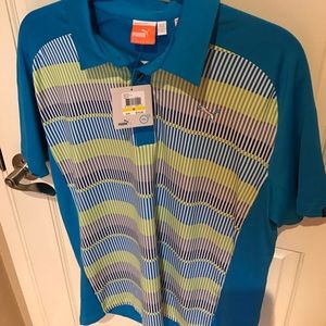 Puma Blue Stripe Golf Polo Size M (NWT)