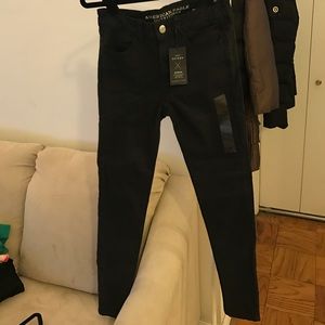 AE black sateen jeggings