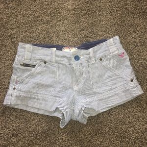 Blue and white striped American Eagle shorts