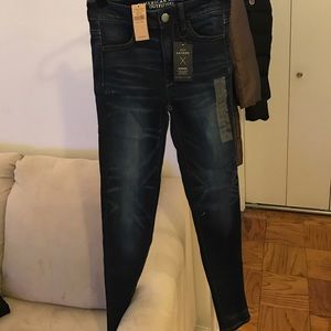 AE blue jeans sateen jeggings