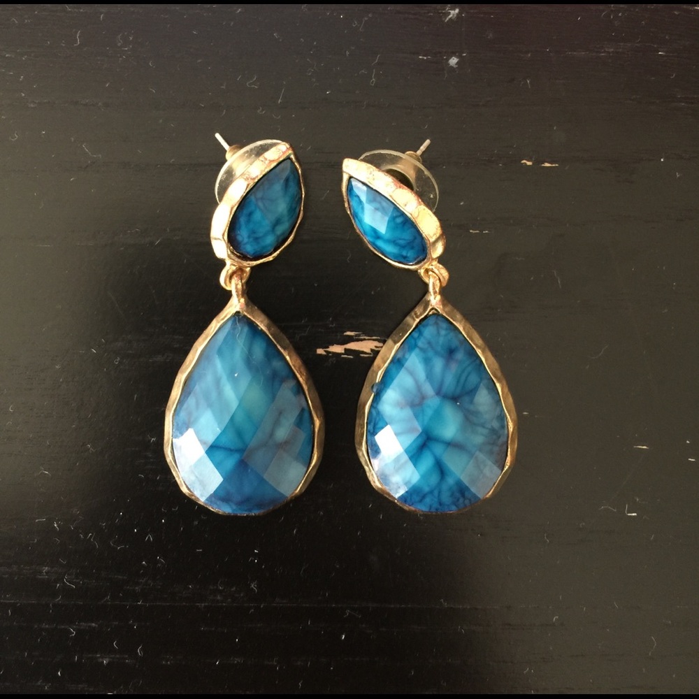 Costume Blue Stone Hanging earrings