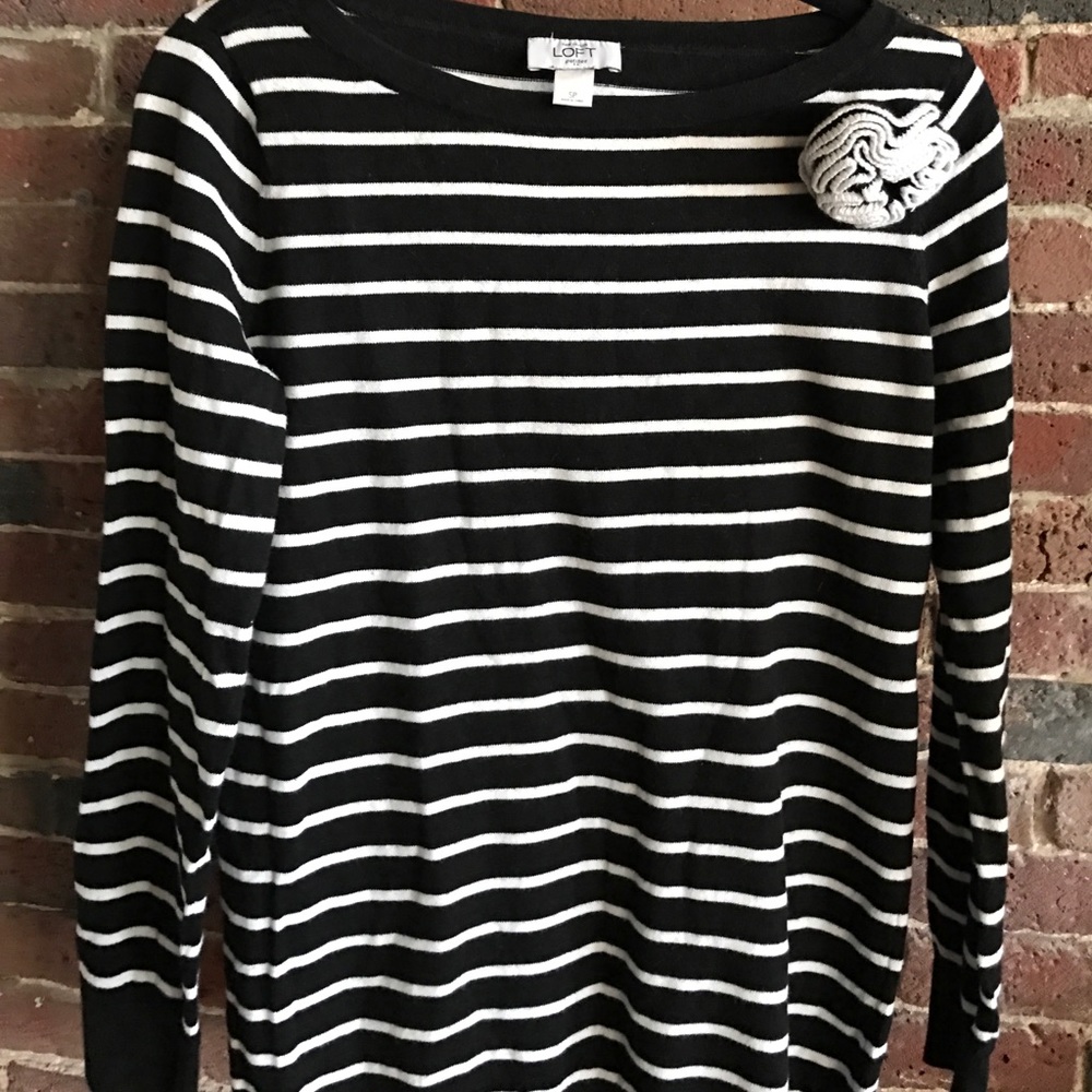 LOFT Pima Cotton Striped Sweater, Small
