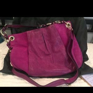 Vince Camuto fuchsia suede shoulder bag