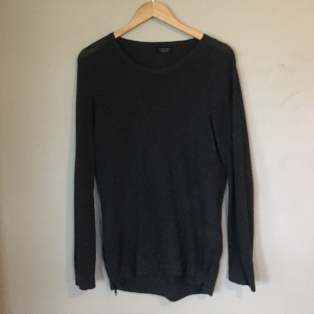 Zara Grey Side Zip Scoop Neck Sweater