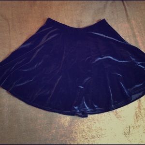 Blue velvet mini skirt