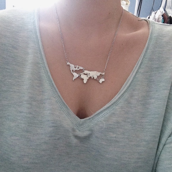 Boho Chic Boutique Jewelry - World Map Necklace