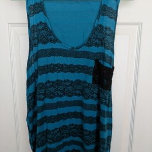 Teal lace tank