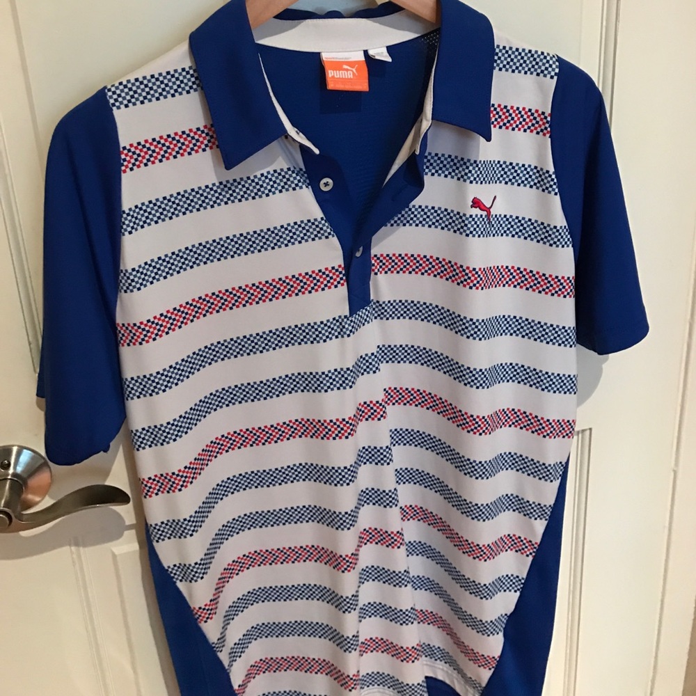 Puma striped golf shirt. Size medium