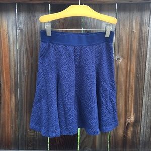 Navy Textured Skater Skirt