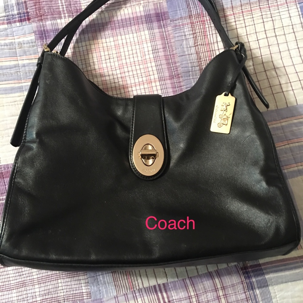 Black leather coach