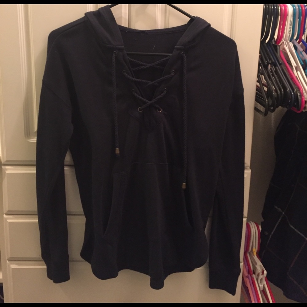 casual lace up hoodie