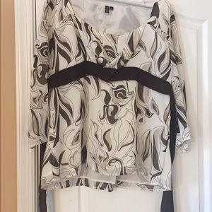 XL Brown and Cream Shirt with a High Waisted Tie