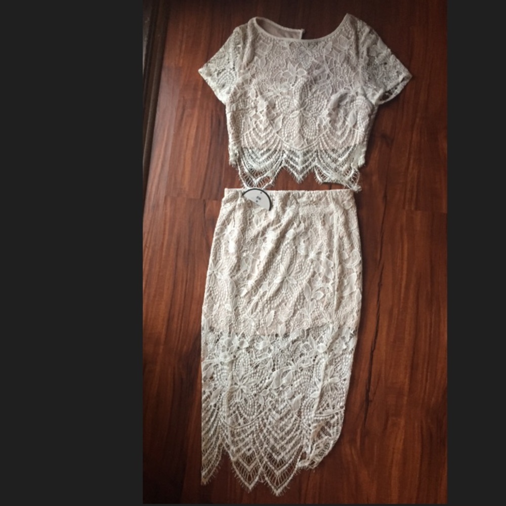 White Lace Two Piece Set