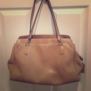 Tan Leather Coach Purse, burgundy interior!