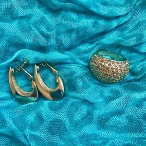 Custom Gold clip earrings and ring