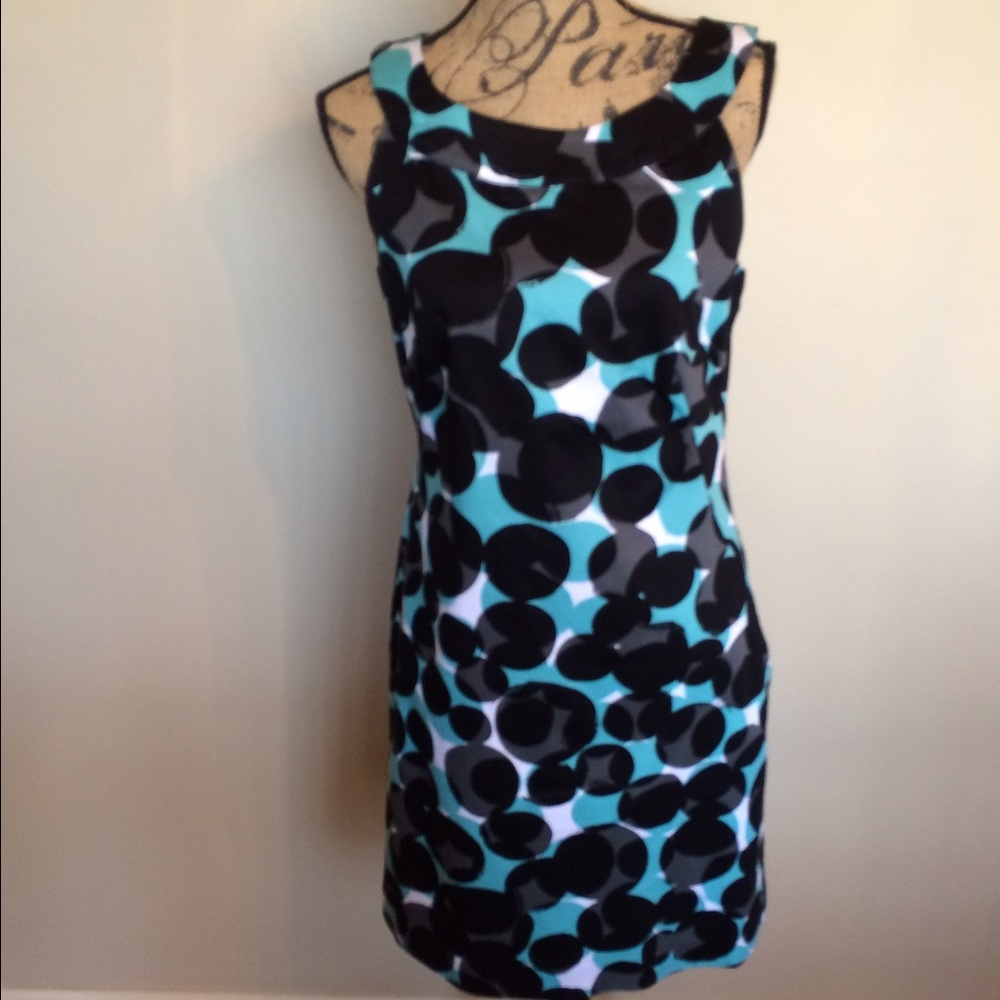 Mercer Madison dot Turq/black/white dress