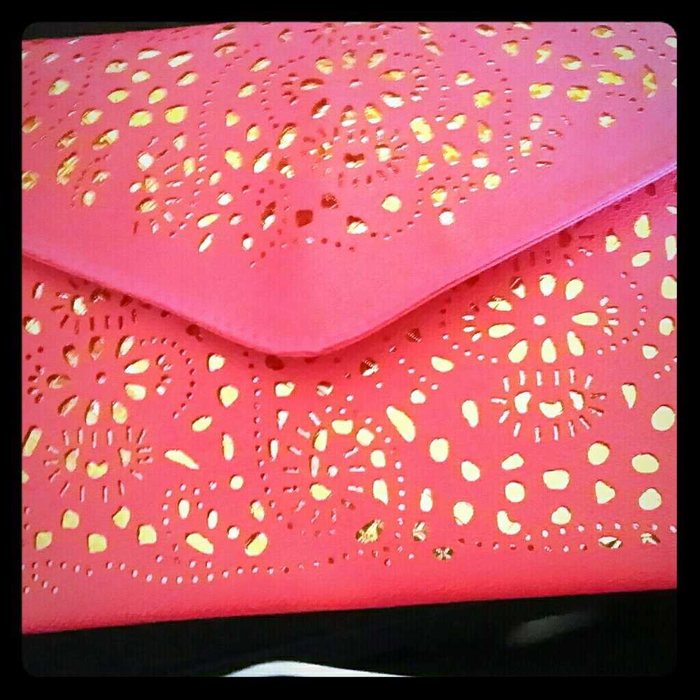 Hot pink envelope clutch