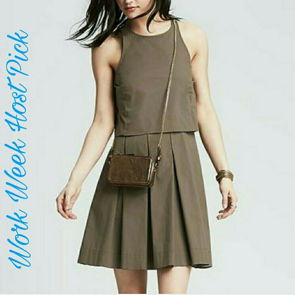 Banana Republic Layered Poplin Fit And Flare Dress - Picture 5 of 5