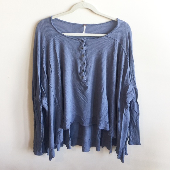 Free People Benedict Canyon Henley Thermal Blue - Picture 2 of 4