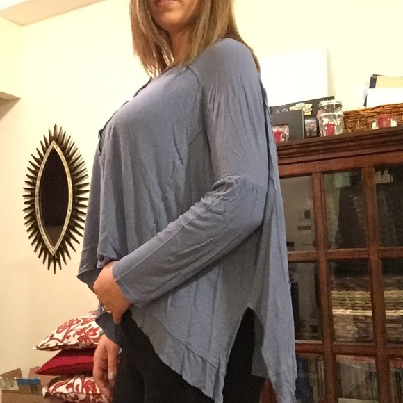 Free People Benedict Canyon Henley Thermal Blue - Picture 4 of 4