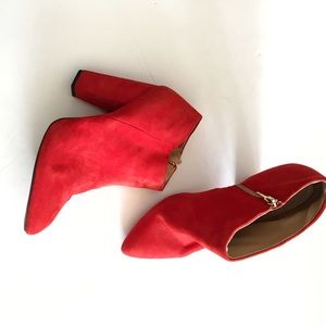 Zara Shoes - Red Suede Zara Booties Size 41 Zara Shoes - Red Suede Zara Booties Size 41