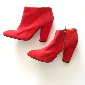 Zara Shoes - Red Suede Zara Booties Size 41 Zara Shoes - Red Suede Zara Booties Size 41
