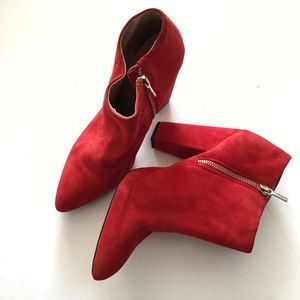 Zara Shoes - Red Suede Zara Booties Size 41 Zara Shoes - Red Suede Zara Booties Size 41
