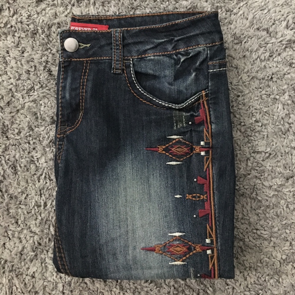 Forever21 Premium Denim Jeans with Tribal Design