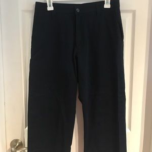 Navy blue flat front slacks