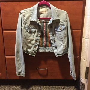 Tribal light wash jean jacket | urban outfitters