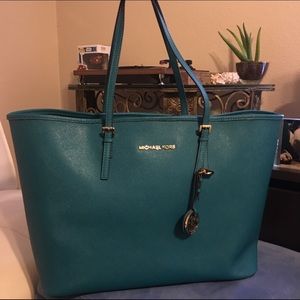 Teal Blue Aquamarine Michael Kors Jet Set Tote