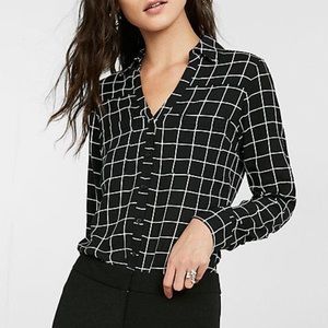 Express Windowpane Portofino Blouse