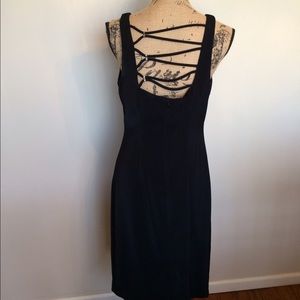 CDC elegant little black dress w/back trim