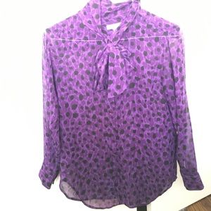 Purple leopard button down blouse