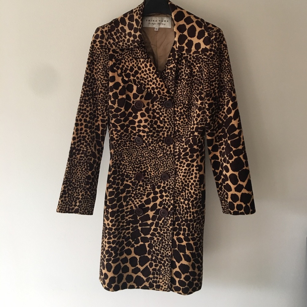 TRINA TURK corduroy leopard coat