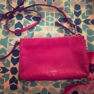 Fossil hot pink cross body bag