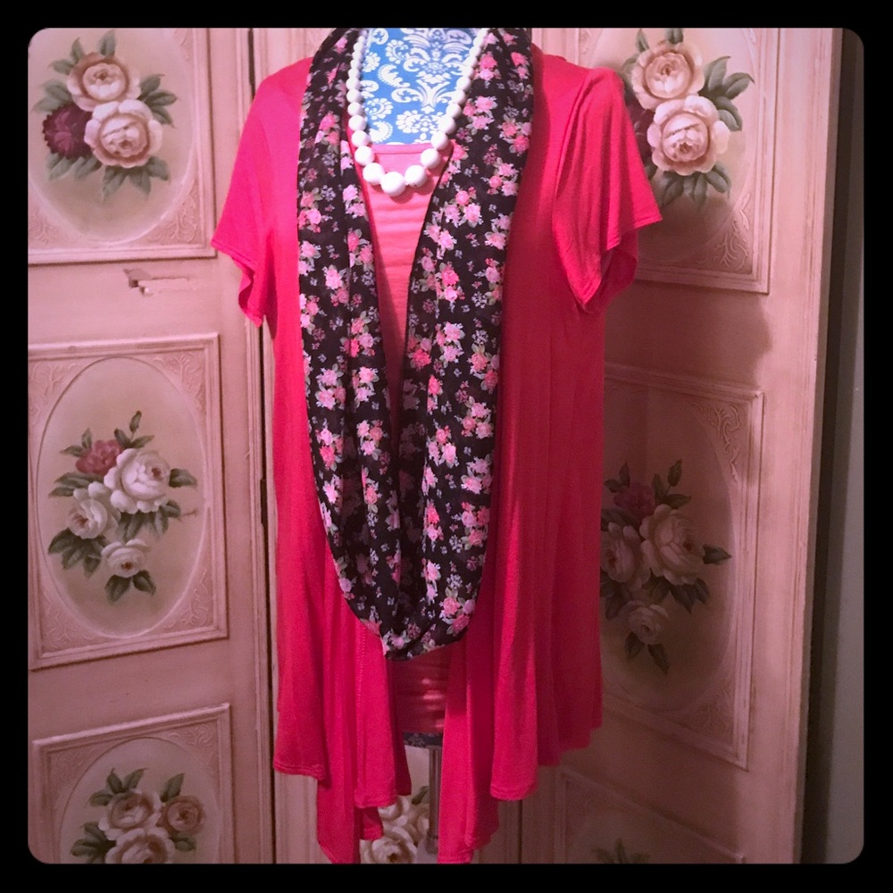 Plus Sizes Cardigan & Scarf Combo