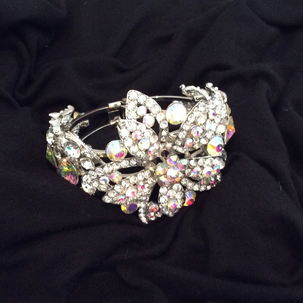 Costume Iridescent Jeweled Cuff Bracelet