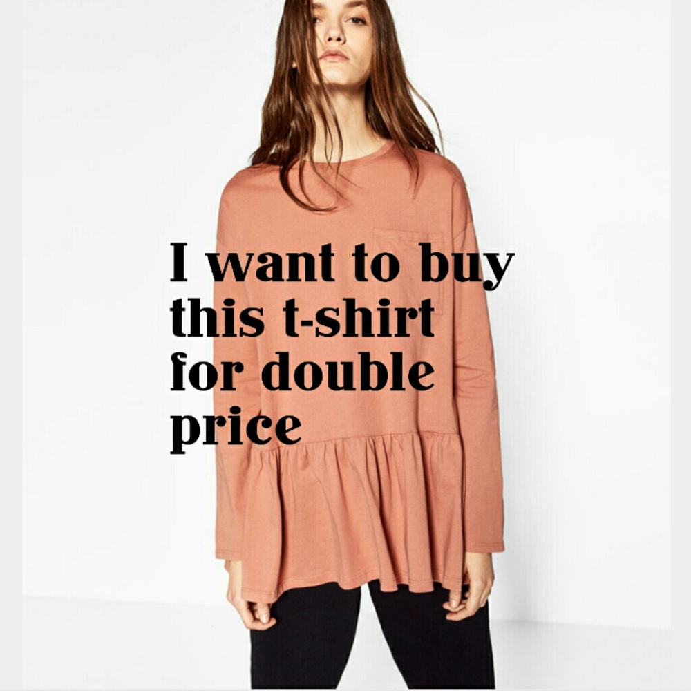 Wanted Zara seamed hem t shirt size large