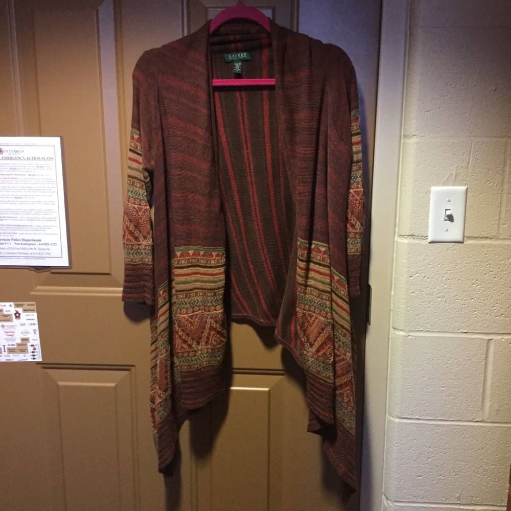 Ralph Lauren draped tribal print cardigan sweater