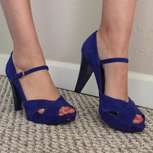 cobalt blue open toe heels