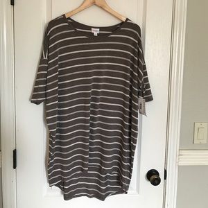 NWT lularoe Irma grey and white striped top