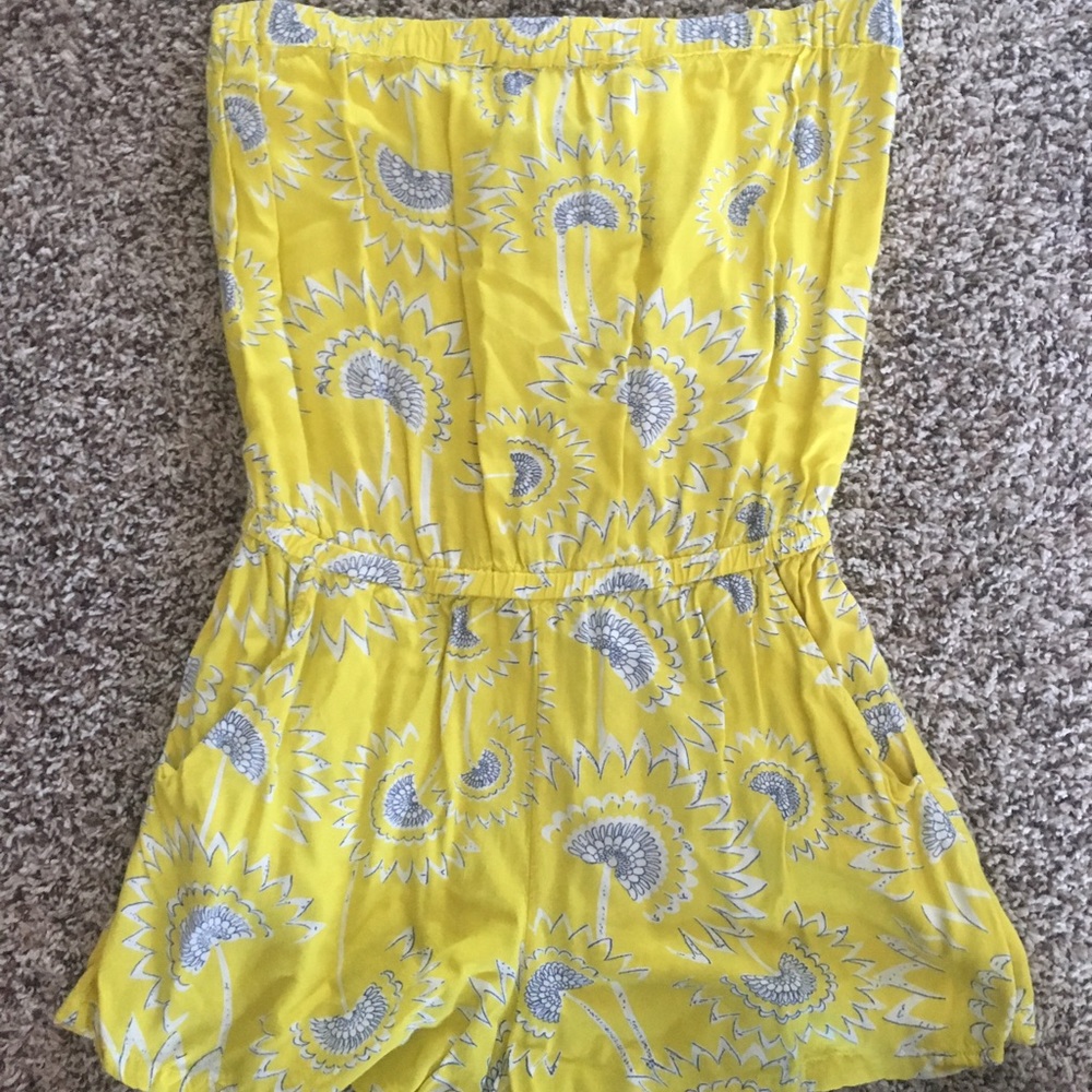 Strapless yellow Sunflower Romper