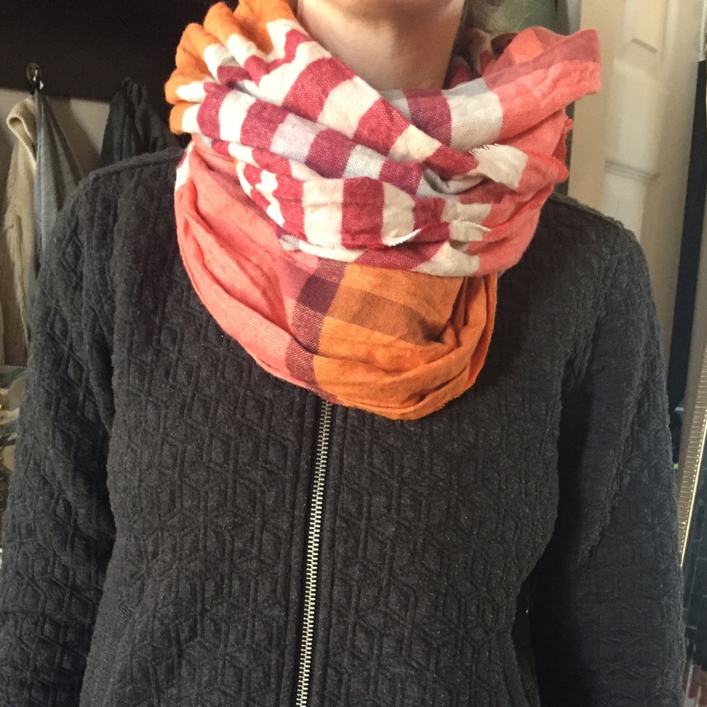 Orange & Red Plaid Circle Scarf