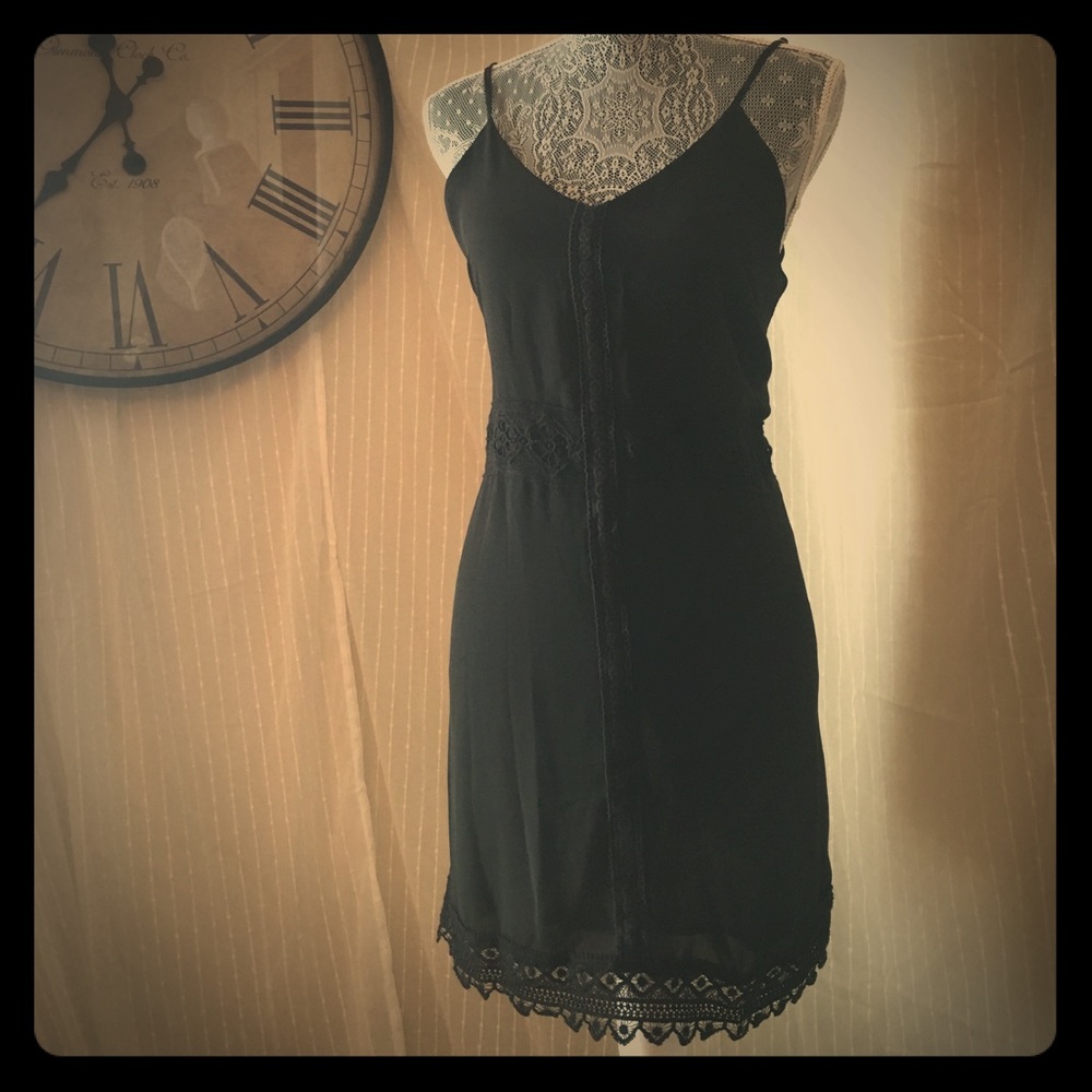 Black dress with crochet detail