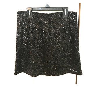 Black sequin mini skirt