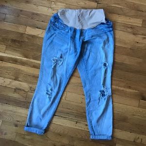 Indigo Blue Distressed Boyfriend Jeans Maternity!