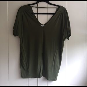 Olive double v-neck