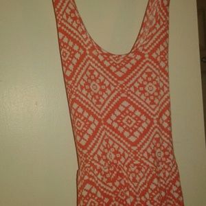 Criss cross back peach/white patterned with cool design dress