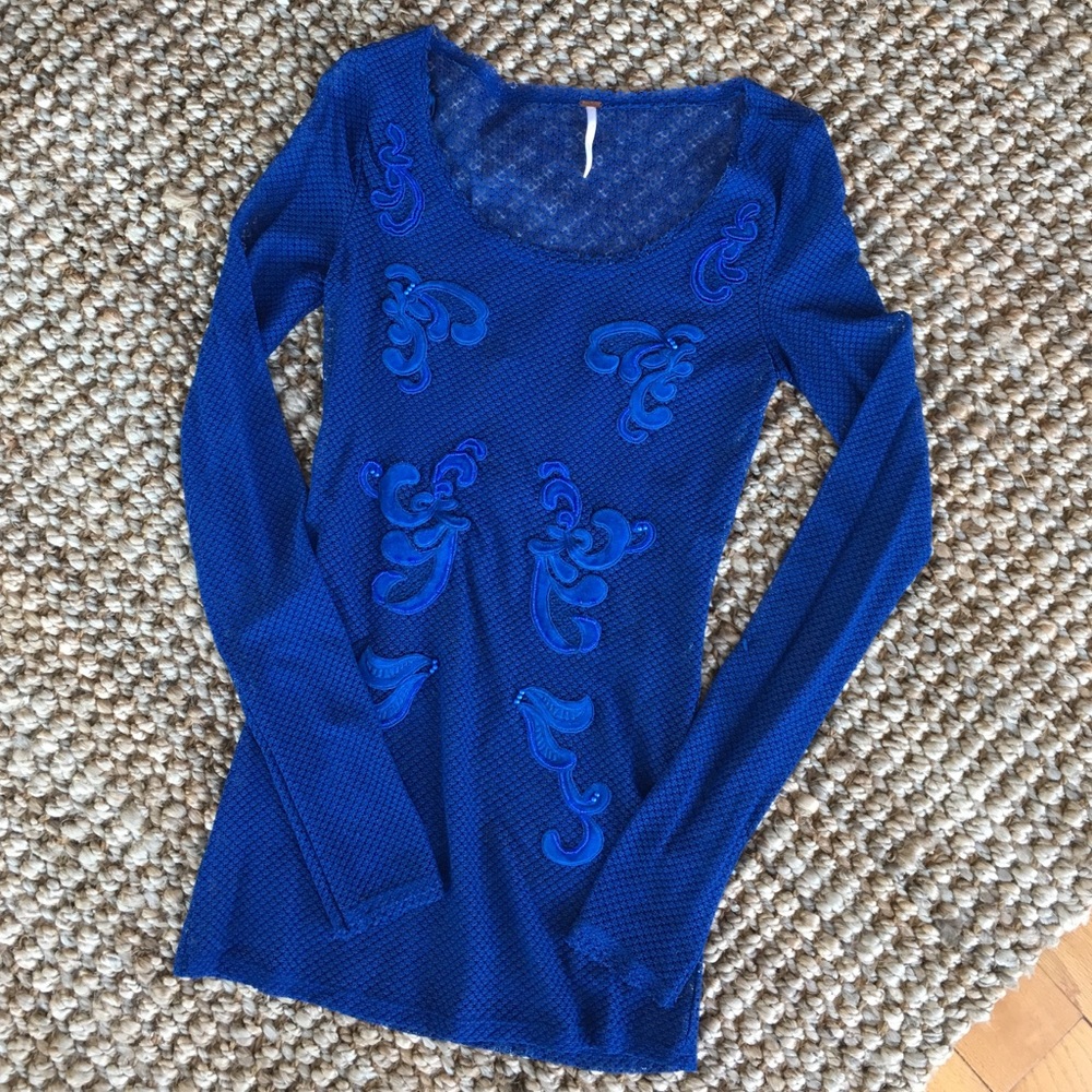 Free People mesh appliqué tee